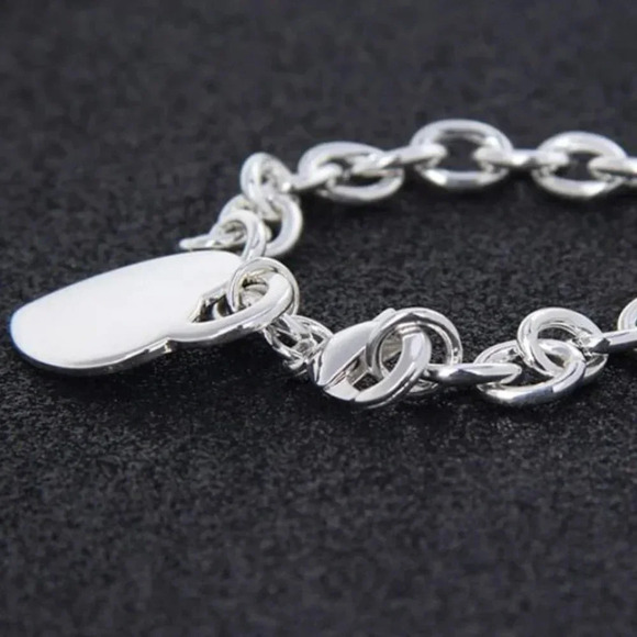 925 Sterling Silver Heart Chain Bracelet - Picture 6 of 7